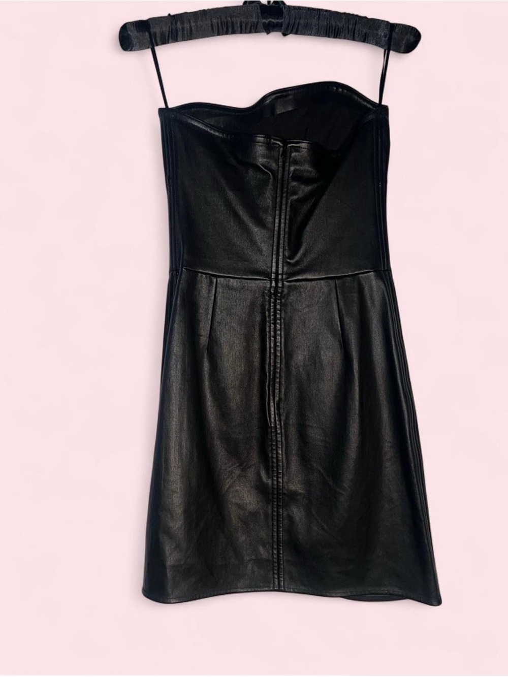 Helmut Lang Strapless Lamb Leather Mini Dress Size 2 - Picture 6 of 7
